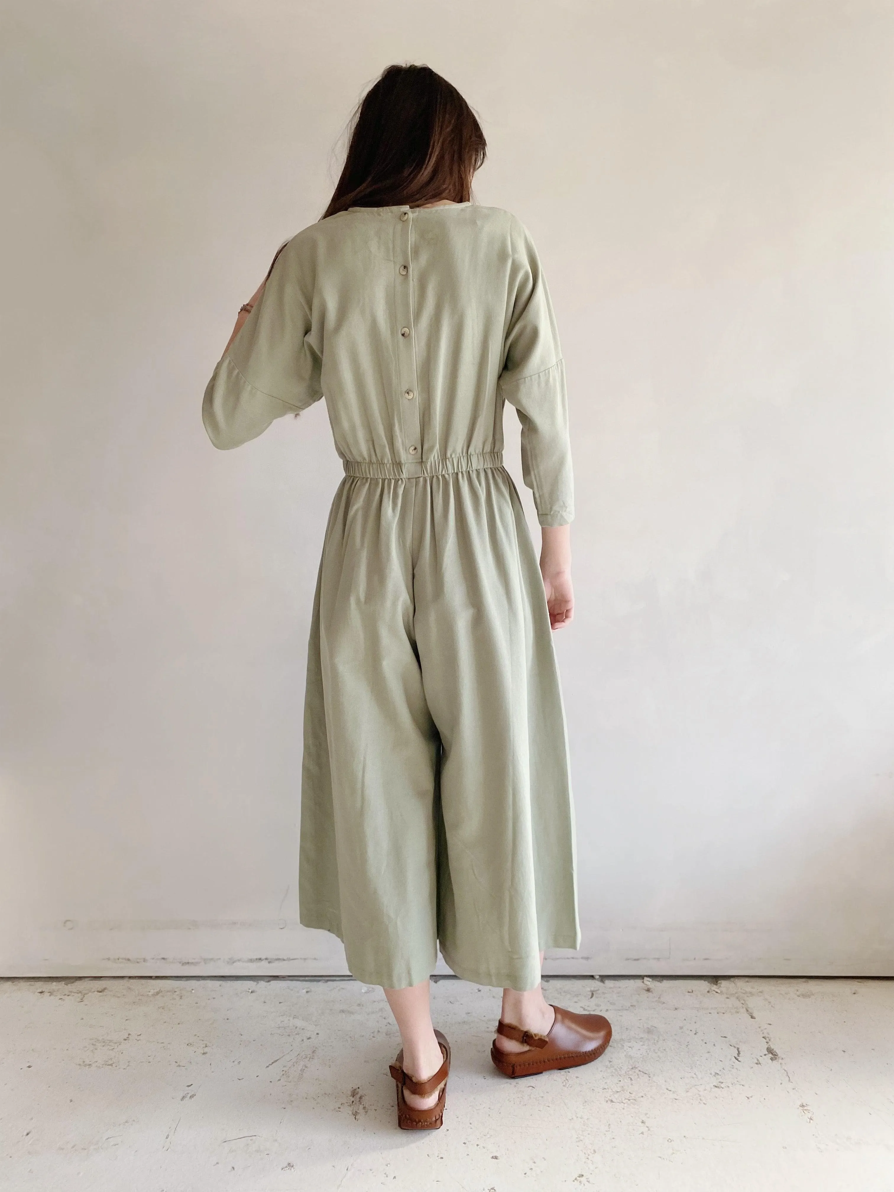 wide culotte jumpsuit in agave