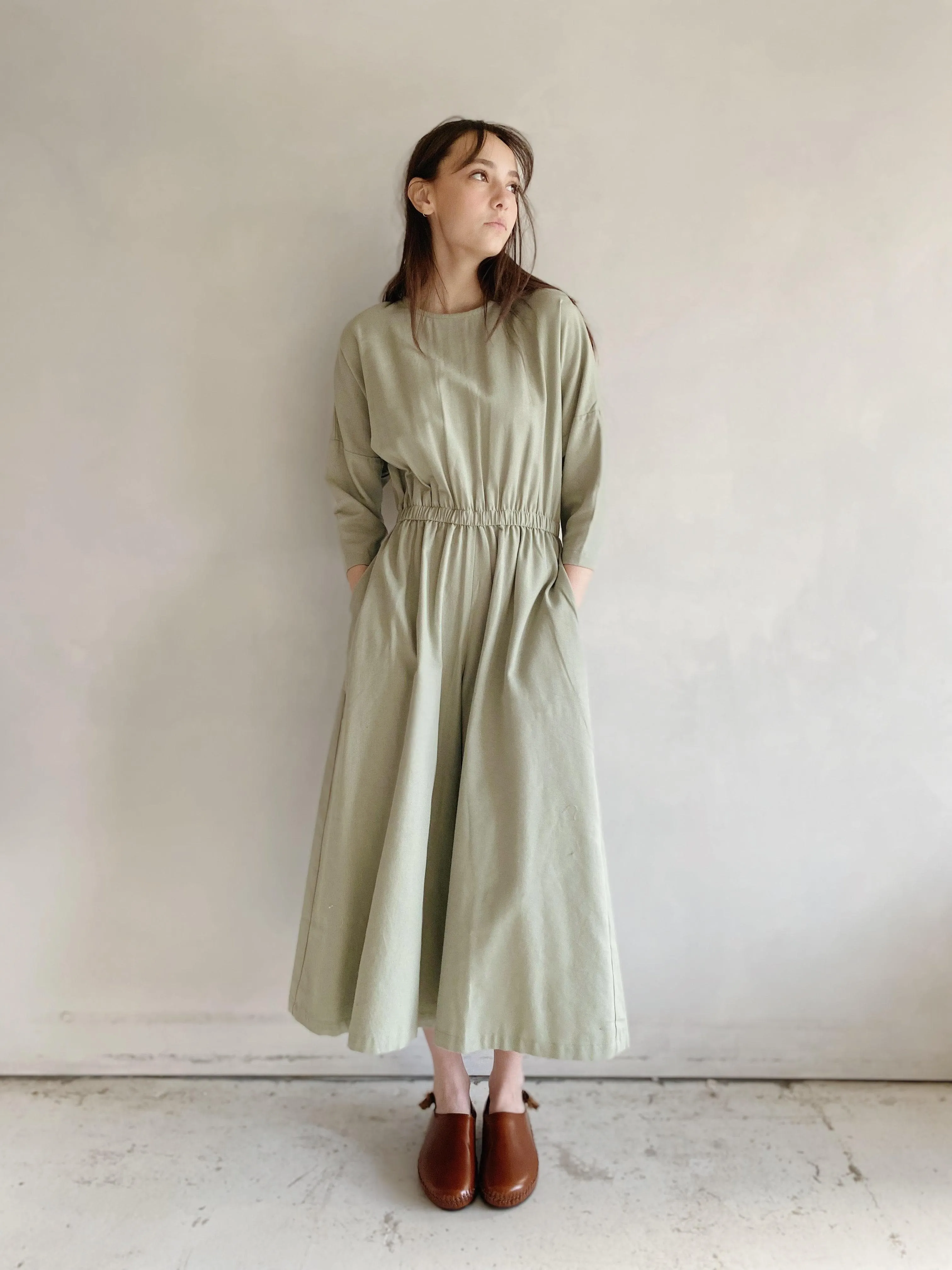 wide culotte jumpsuit in agave