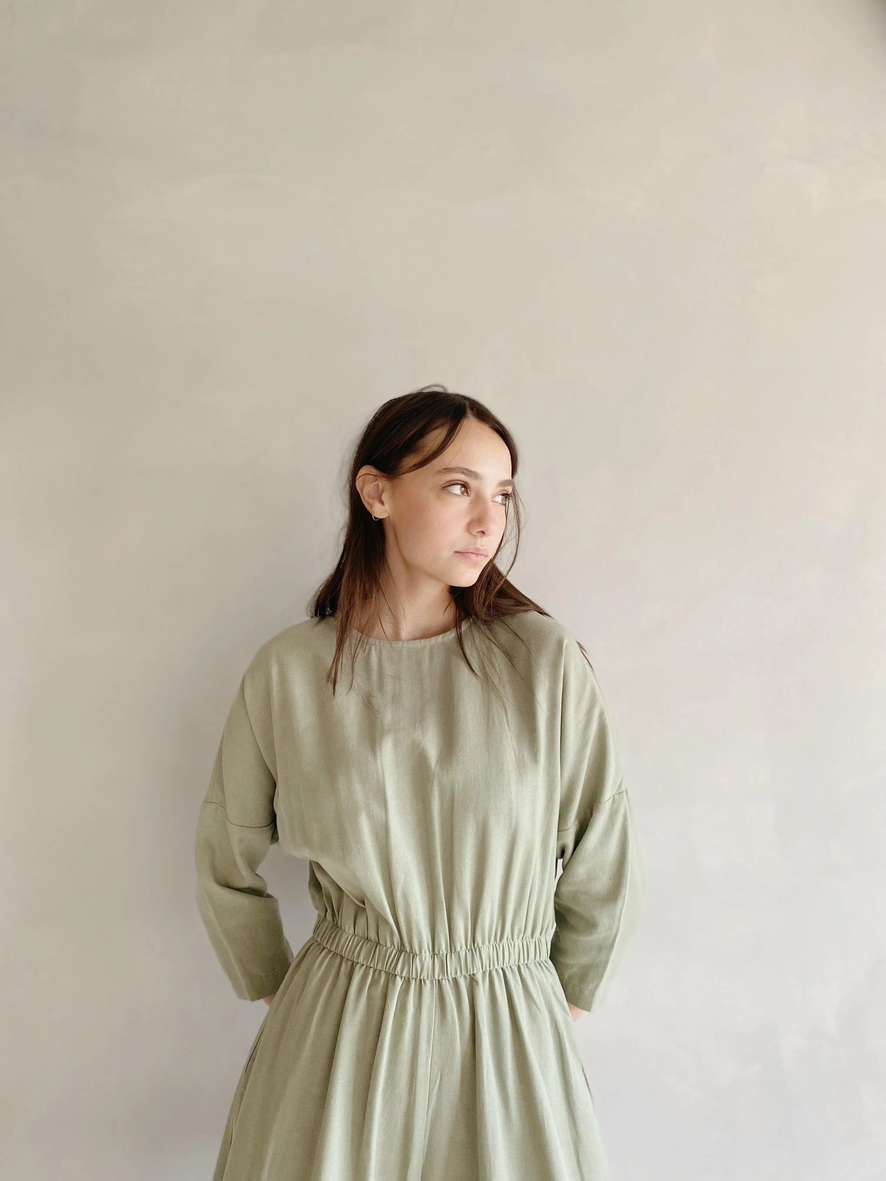 wide culotte jumpsuit in agave
