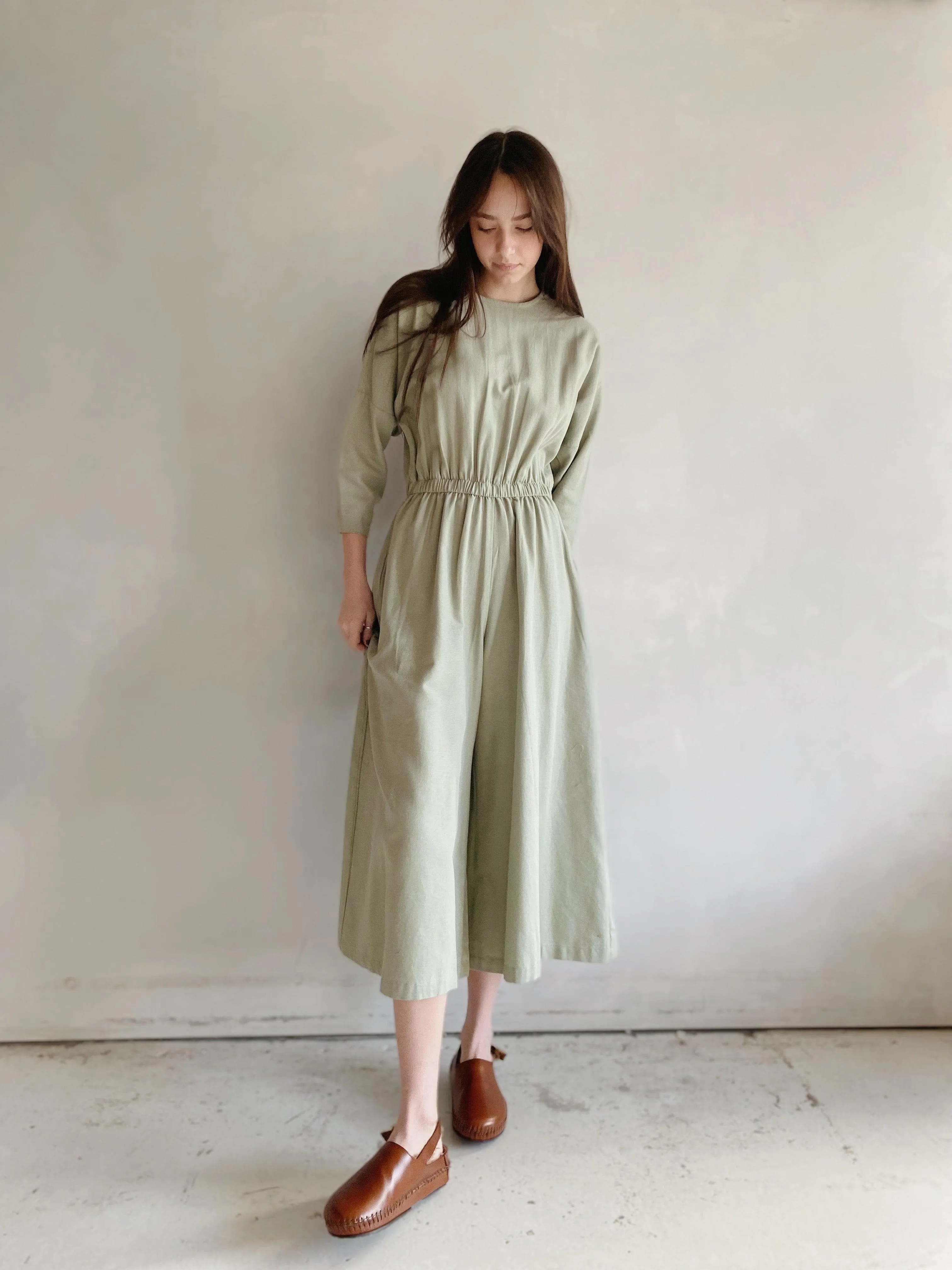 wide culotte jumpsuit in agave