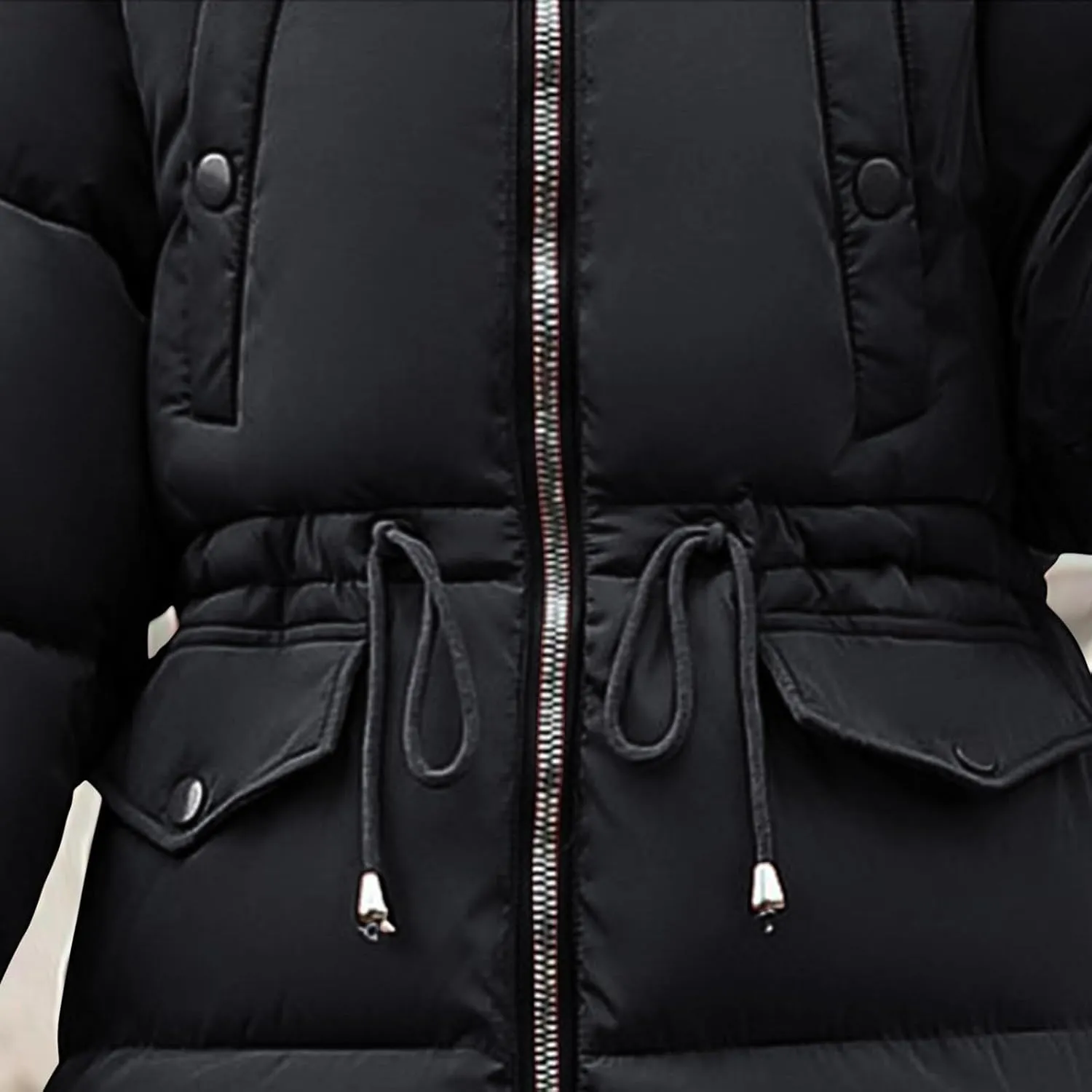 Winter Coats for Women 2024 Thick Warm Puffer Jacket Fashion Hooded Zip Long Sleeve Padded Coat Casual Outing Outwear