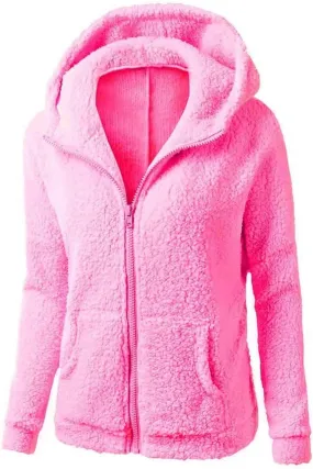 Womens Zip Up Hoodies Lightweight Plus Size Sherpa Jackets Fleece Lined Fall Winter Coats Comfy Warm with Pockets