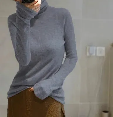 Worsted Micro Cashmere Transparent Turtleneck