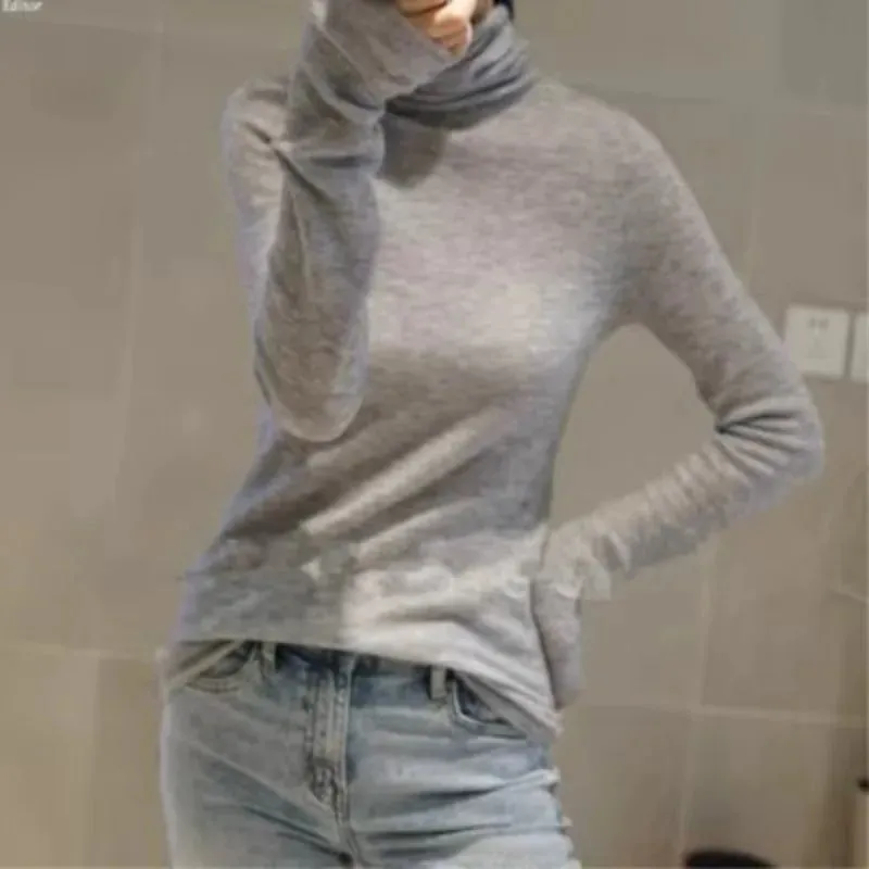 Worsted Micro Cashmere Transparent Turtleneck