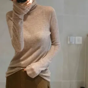 Worsted Micro Cashmere Transparent Turtleneck
