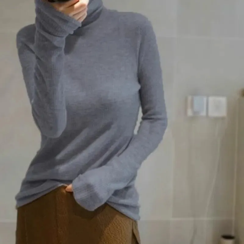 Worsted Micro Cashmere Transparent Turtleneck